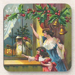  Kerstman Reeks Venster Kork Onderzetters