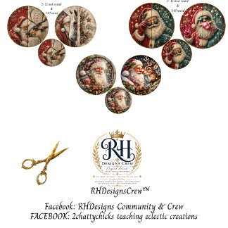 Kerstman rendier decoupage rondjes inpakpapier vel