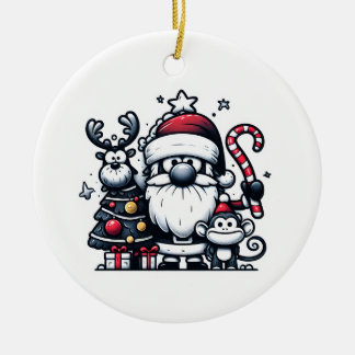 Kerstman, rendier en een kerstboom aap ornament