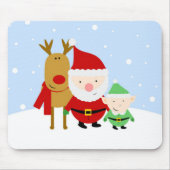 Kerstman, rendier en elf op kerstdag Muismat (Voorkant)