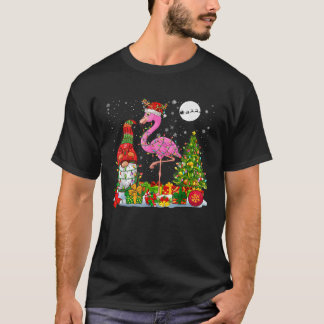 Kerstman Rendier Flamingo Met Kerstkabouter Kerstm T-shirt