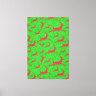 Kerstman rendier helder groen rood vrolijk kerstfe canvas afdruk