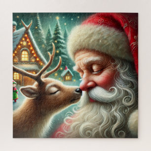 Kerstman & Rendier Kerst Noordpool Vintage Legpuzzel