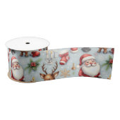Kerstman & rendier kerstcadeau inpakpapier lint (Spoel)