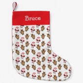 Kerstman rendier personaliseren wit kleine kerstsok (Voorkant)
