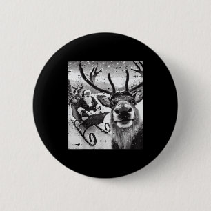 Kerstman rendier selfie grappig Kerstmis mannen vr Ronde Button 5,7 Cm
