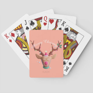 Kerstman rendier vrolijk kerstfeest pokerkaarten