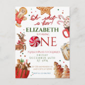 Kerstman rendier wat een leuke 1e verjaardag briefkaart (Voorkant)