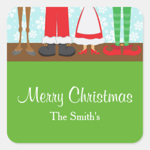 Kerstman rendiervoeten vierkante sticker