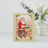 Kerstman Reproductie Briefkaart (Staand voorkant)