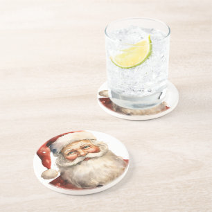 Kerstman Retro Kerstmis Zandsteen Onderzetter