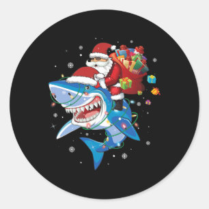 Kerstman Ridder Haai Liefhebber Prettig Kerstmis X Ronde Sticker