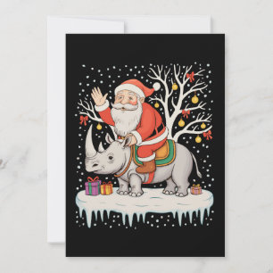 Kerstman Ridder Neushoorn Sneeuw Kerstlichten Kers Kaart