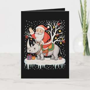 Kerstman Ridder Neushoorn Sneeuw Kerstlichten Xmas Kaart