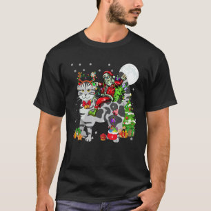 Kerstman Ridder Rendier Schotse Vouw Kat Kerstmis T-shirt