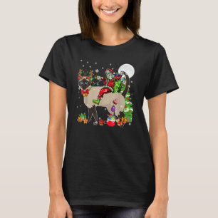 Kerstman Ridder Rendier Siamese Kat Kerstboom   T-shirt