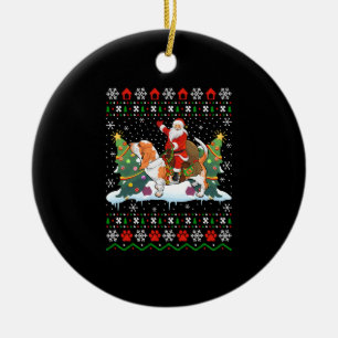 Kerstman rijden Basset Hound lelijk Keramisch Ornament