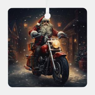 Kerstman rijden op een Harley kerstornament Metalen Ornament