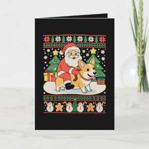 Kerstman rijdt Corgi-hond lelijke Kerstmis Kerstva Kaart