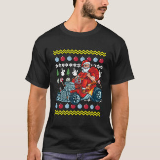 Kerstman rijdt in lelijke hotrod auto t-shirt