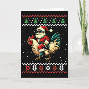 Kerstman rijdt Kip Horrendelijke Kersttrui Boer Kaart