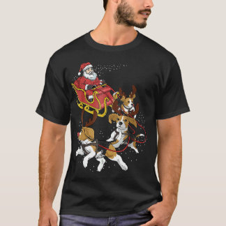 Kerstman rijdt op Beagle-hond rendier Kerstmis T-shirt