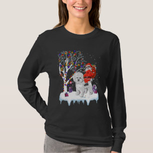 Kerstman rijdt op Bichon Frise-hond Kerstboom Lich T-shirt