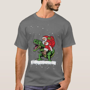 Kerstman rijdt op dinosaurus T re Kerstsneeuw  T-shirt