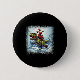 Kerstman rijdt op een dinosaurus T-rex Grappige ke Ronde Button 5,7 Cm