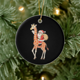 Kerstman rijdt op giraffe kerst Xmas vakantie seiz Keramisch Ornament