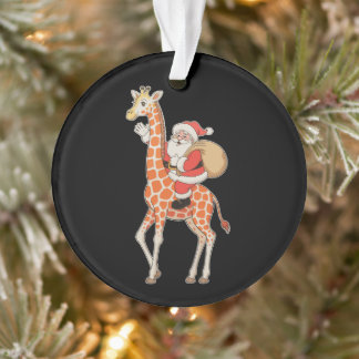 Kerstman rijdt op giraffe kerst Xmas vakantie seiz Ornament
