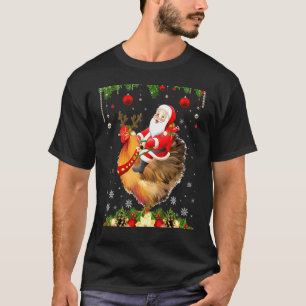 Kerstman rijdt op kip Kerstman rendier kip Liefheb T-shirt