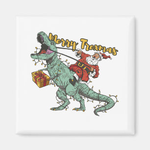 Kerstman rijdt op T Rex - Prettig Trexmas Magneet