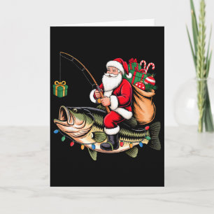 Kerstman rijdt op vis Kerst vissen Grappige Kerst  Kaart