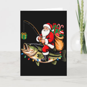 Kerstman rijdt op vis Kerst vissen Grappige Kerst Kaart