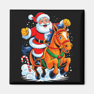 Kerstman rijdt paard Grappig ruiterij Kerstmis Ker Magneet