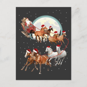 Kerstman rijdt paarden Paardenslee Equestrian Aankondigingskaart