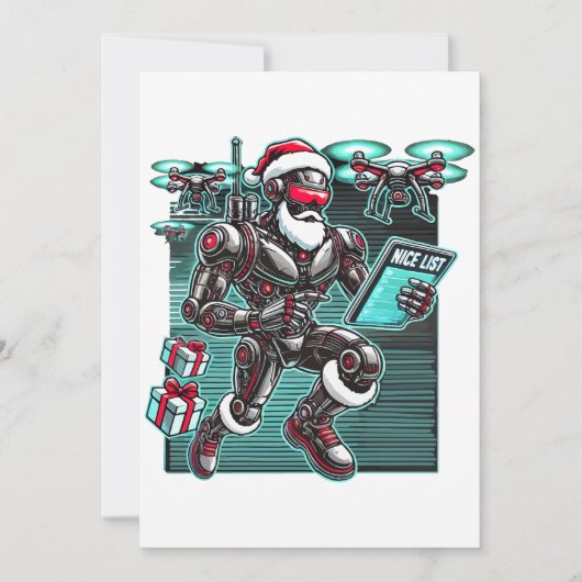 Kerstman-robot aangedreven door AI met drones en K Kaart (Voorkant)