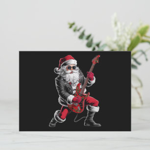 Kerstman Rock & Roll Gitarist Feestdagenkaart