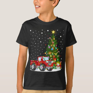 Kerstman Rode Vrachtwagen Xmas Boom Verlichting Ro T-shirt