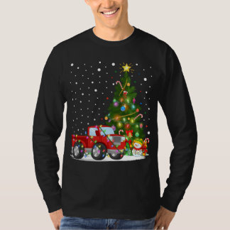Kerstman Rode Vrachtwagen Xmas Boom Verlichting Ro T-shirt