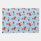 Kerstman rode wijn feestelijke vakantie theedoek (Horizontaal)