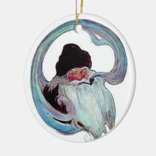 kerstman Roken een pijp Keramisch Ornament