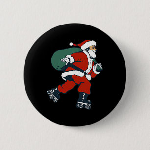 Kerstman Roller Skaten Pret Kerst Skater Kinderen Ronde Button 5,7 Cm