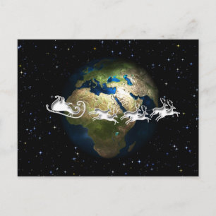 Kerstman rond de wereld briefkaart