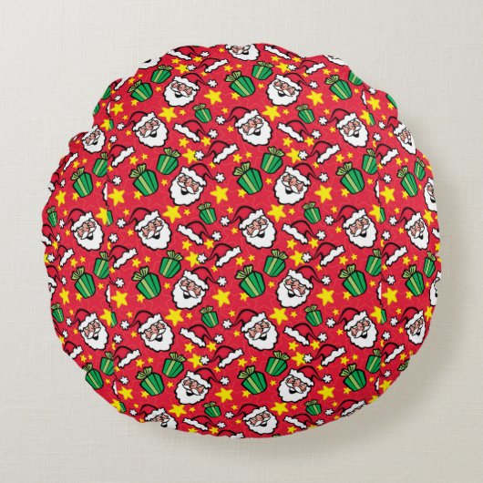 Kerstman Rond Kussen (Voorkant)