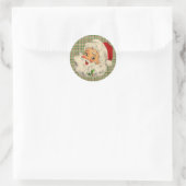 kerstman ronde sticker (Tas)