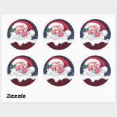 kerstman ronde sticker (Vel)