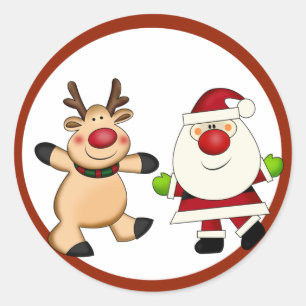 kerstman ronde sticker