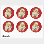  kerstman ronde sticker (Vel)
